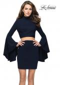 Picture of: Two Piece Bell Sleeve Jersey Dress with Open Back in Navy, Style: 26621, Detail Picture 1
