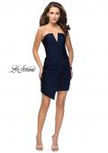 Picture of: Strapless Jersey Short Dress with Asymmetrical Skirt in Navy, Style: 26669, Detail Picture 1