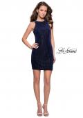 Picture of: Velvet Homecoming Dress with Scattered Rhinestones in Navy, Style: 26789, Detail Picture 1