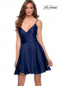 Picture of: Satin Homecoming Dress with Cut Out Corset Style Back in Navy, Style: 29242, Detail Picture 1
