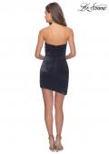 Picture of: Satin Asymmetrical Strapless Homecoming Dress in Navy, Style: 28187, Detail Picture 2