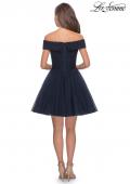 Picture of: Short Off the Shoulder Beaded Homecoming Dress in Navy, Style: 28234, Detail Picture 2