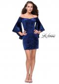 Picture of: Trendy Velvet Dress with Off the Shoulder Bell Sleeves in Navy, Style: 26640, Detail Picture 3