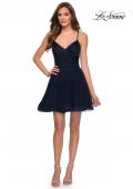 Picture of: Rhinestone Fit and Flare Party Dress with Tulle Skirt in Navy, Style: 29336, Detail Picture 3