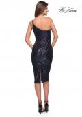 Picture of: Sequin Midi Evening Dress with One Shoulder in Navy, Style 30935, Detail Picture 5