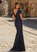 Picture of: Off-the-Shoulder Brocade Gown with Sweetheart Neckline in Navy, Style: 33571, Back Picture
