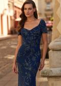 Picture of: Beaded Floral Gown with Sweetheart Neckline in Navy, Style: 33577, Detail Picture 1