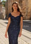 Picture of: Off-the-Shoulder Brocade Gown with Sweetheart Neckline in Navy, Style: 33571, Detail Picture 3