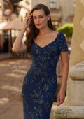 Picture of: Beaded Floral Gown with Sweetheart Neckline in Navy, Style: 33577, Detail Picture 4