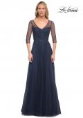 Picture of: Tulle A-line Evening Dress with Beading in Navy, Style: 24894, Main Picture