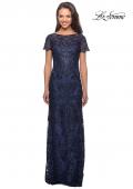 Picture of: Long Lace Dress with Rhinestones and Short Sleeves in Navy, Style: 26405, Main Picture