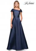 Picture of: Long A-Line Off the Shoulder Gown with Pockets in Navy, Style: 26877, Main Picture