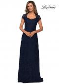 Picture of: Cap Sleeve Floral Gown with Sweetheart Neckline in Navy, Style: 27951, Main Picture