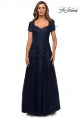 Picture of: A-line Lace and Tulle Evening Dress with Beading in Navy, Style: 28037, Main Picture