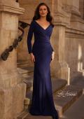 Picture of: Simple Jersey Evening Dress with Long Sleeves and Ruching in Navy, Style: 29184, Main Picture