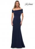 Picture of: Simply Chic Off the Shoulder Jersey Gown in Navy, Main Picture