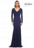 Picture of: Ruched Jersey Evening Gown with Long Sleeves in Blue, Style: 30010, Main Picture