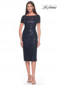 Picture of: Short Evening Dress with Intricate Beaded Sequin Design in Navy, Style: 30043, Main Picture