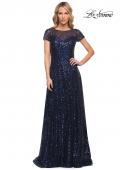Picture of: Stunning Beaded Gown with Short Sleeves in Blue, Style: 30122, Main Picture