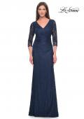 Picture of: Stretch Lace Evening Dress with Ruching in Navy, Style: 30379, Main Picture