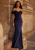 Picture of: Chic Off the Shoulder Gown with Side Pleating in Navy, Style: 30846, Main Picture