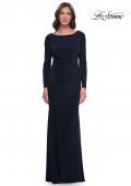 Picture of: Chic Jersey Long Dress with Ruffle Detail Skirt in Navy, Style: 30881, Main Picture