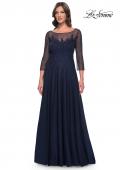 Picture of: Rhinestone Embellished A-Line Tulle and Lace Evening Dress in Navy, Style: 31235, Main Picture