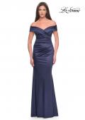 Picture of: Off the Shoulder Stretch Satin Evening Dress in Navy, Style: 31621, Main Picture