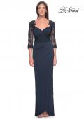 Picture of: Long Jersey Evening Dress with Lace Sleeves in Navy, Style: 31659, Main Picture