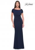 Picture of: Long Jersey Evening Dress with Rhinestone Details in Navy, Style: 31773, Main Picture