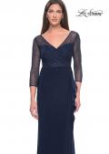 Picture of: Evening Gown with Illusion Rhinestone Sleeves in Navy, Style: 31777, Main Picture