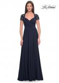 Picture of: Elegant Jersey Evening Dress with Lace Details in Navy, Style: 31906, Main Picture