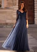 Picture of: Rhinestone Tulle Gown with Full Skirt and Ruched Bodice in Navy, Style: 32460, Main Picture