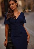Picture of: Flutter Sleeve Rhinestone Embellished Evening Dress in Navy, Style: 32495, Main Picture