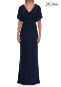Picture of: Flutter Sleeve Jersey Gown with Beaded Waist in Navy, Style: 33158, Main Picture