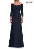 Picture of: Off-the-Shoulder Three-Quarter Sleeve Gown in Navy, Style: 33655, Main Picture