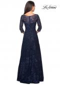 Picture of: Long Lace A-line Three Quarter Sleeve Gown in Navy, Style: 28053, Detail Picture 8