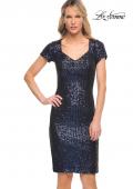 Picture of: Knee Length Sequin Dress with Short Sleeves in Navy, Detail Picture 8