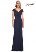 Picture of: Elegant Net Jersey Long Gown with Ruching in Blue, Style: 29996, Detail Picture 8