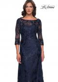 Picture of: Beautiful Lace Mother of the Bride Dress with Illusion Neckline in Navy, Style: 30835, Detail Picture 8