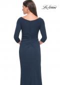 Picture of: Chic Long Evening Gown with High Neck and Ruffle Detail in Navy, Style: 31705, Detail Picture 8