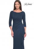 Picture of: Chic Long Evening Gown with High Neck and Ruffle Detail in Navy, Style: 31705, Detail Picture 9