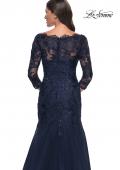 Picture of: Mermaid Tulle and Lace Dress with Scallop Detailed Neckline in Navy, Style: 30823, Detail Picture 10