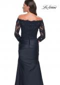 Picture of: Mermaid Satin Dress with Gathering and Off the Shoulder Top in Navy, Style: 30853, Detail Picture 10