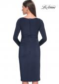 Picture of: Short Simple Jersey Dress with Flattering Ruching in Navy, Style: 31015, Detail Picture 10
