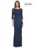 Picture of: Chic Long Evening Gown with High Neck and Ruffle Detail in Navy, Style: 31705, Detail Picture 10