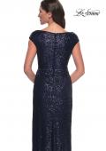 Picture of: Sequin Evening Dress with Ruching and V Neckline in Navy, Style: 30865, Detail Picture 12
