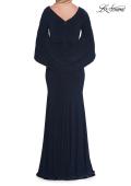 Picture of: Draped Cape Sleeve Jersey Gown with Ruched Bodice in Navy, Style: 33148, Detail Picture 13