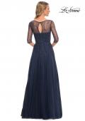 Picture of: Tulle A-line Evening Dress with Beading in Navy, Style: 24894, Back Picture