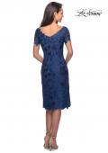 Picture of: Short Sleeve Knee Length Lace Dress with V-Neck in Navy, Style: 25522, Back Picture